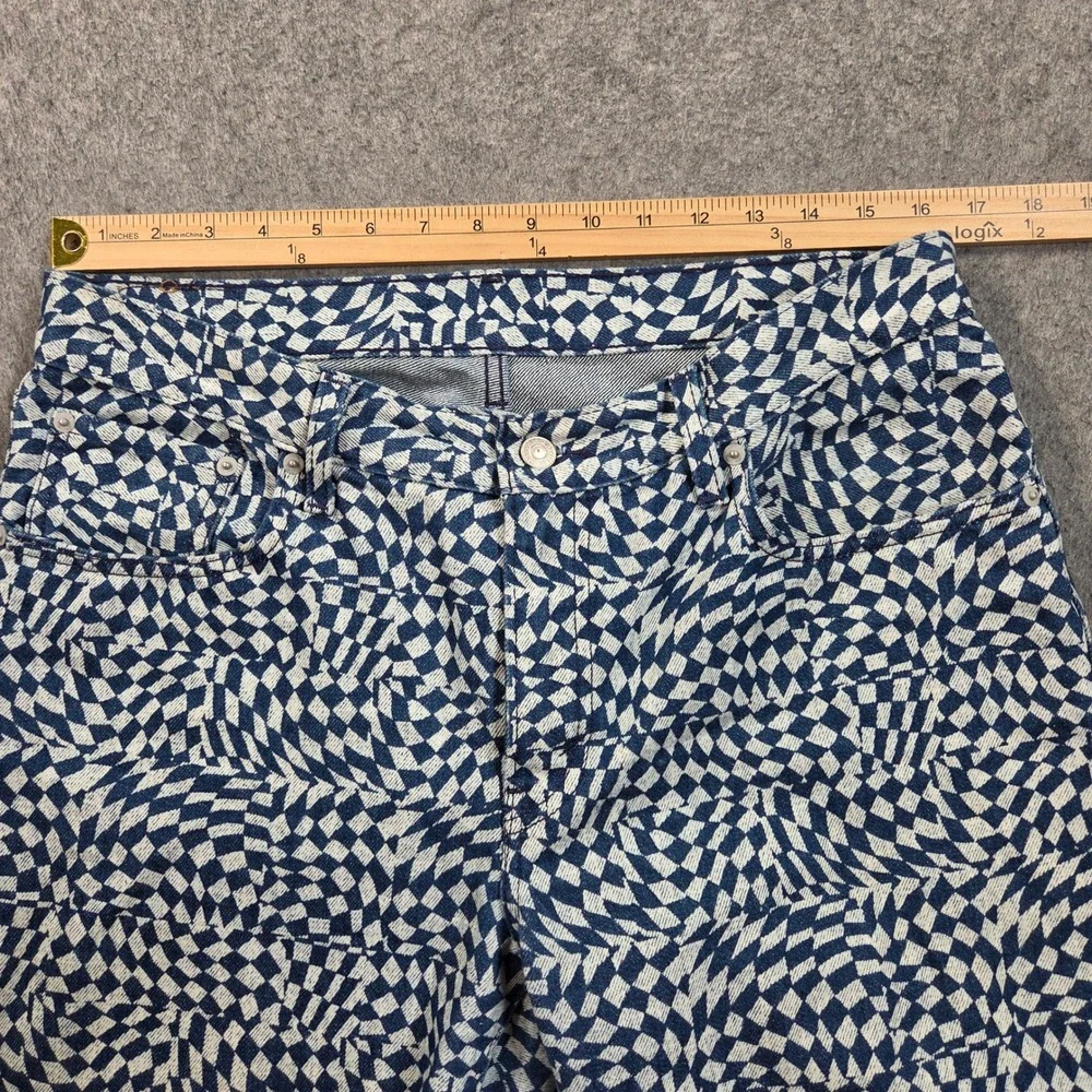 Levis 501 Original Fit Jeans 31x29 Blue White Warped Checkerboard Print